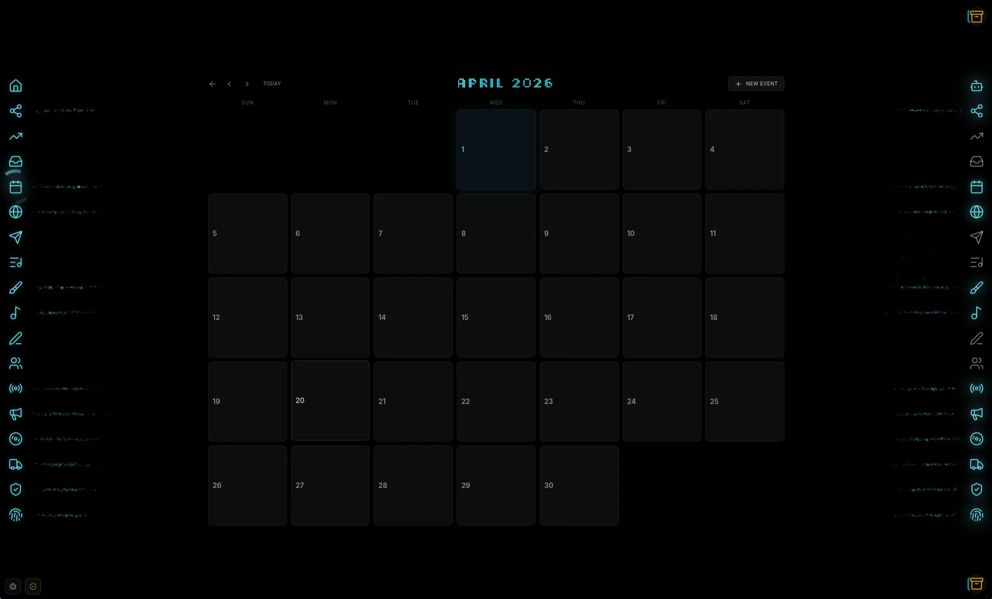 Calendar with event scheduling and release planning